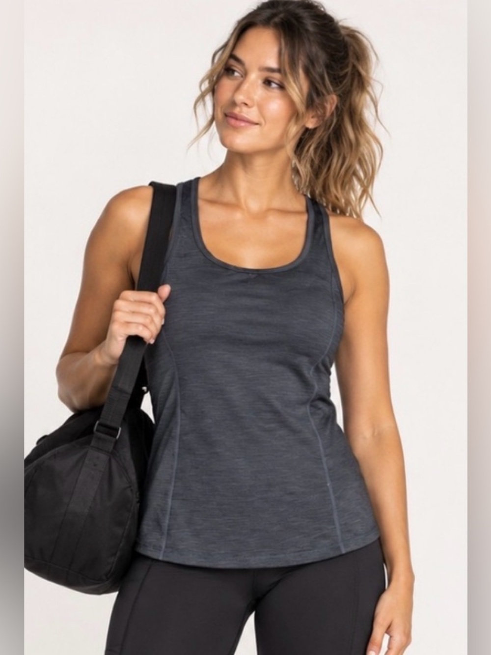 Prana Becksa Black Racerback Performance Workout Gym Athletic Casual Tank Large